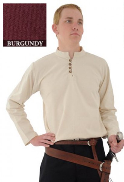 Hand woven medieval Cotton Shirt | Size XXL | Color maroon red 