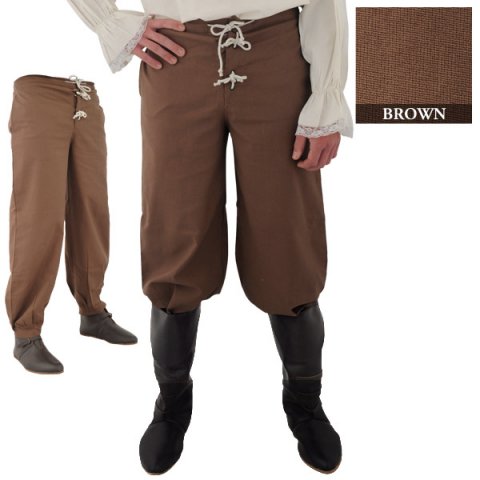 Medieval Pants with elastic band | Size L (36 Inch) | Color natural brown 