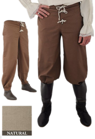 Mittelalter Hose mit elastischem Bund | Größe L (36 Zoll) | Farbe natur