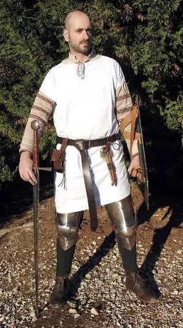 Mittelalter Halbarm Tunika | Größe M | Farbe weiß