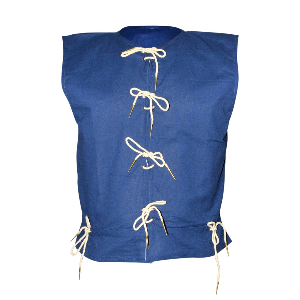 Medieval Vest with aiglet straps | Size XXL | Color blue 