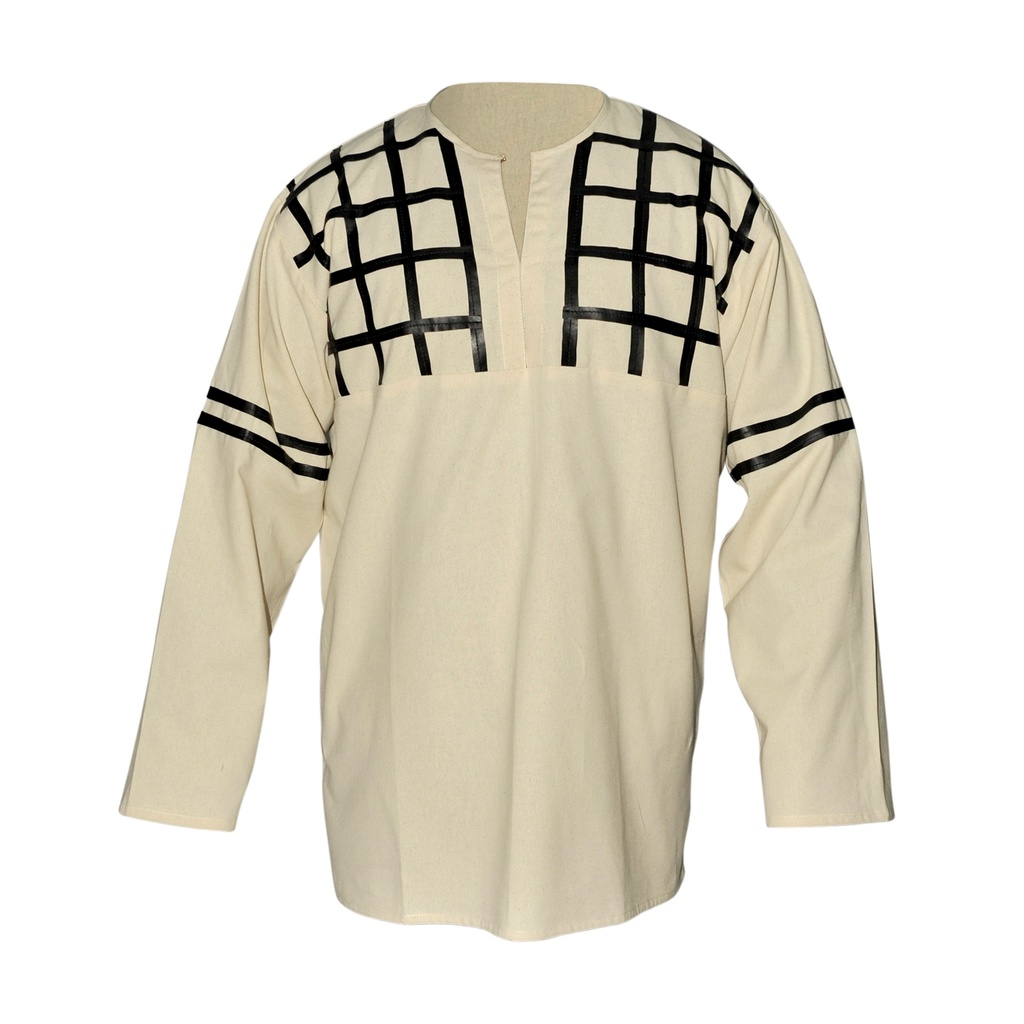 Medieval Shirt with leather decoration | Size M | Color natural 