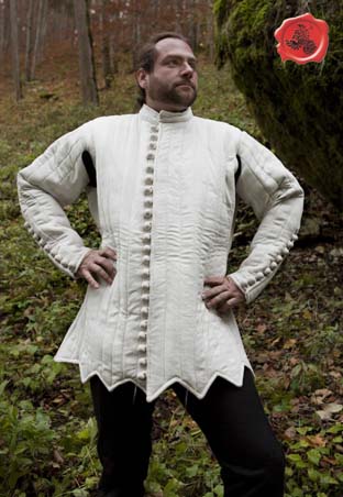 Gambeson mit stoffüberzogenen Holzknöpfen | Spätes 14. Jh. | Größe L | Farbe natur