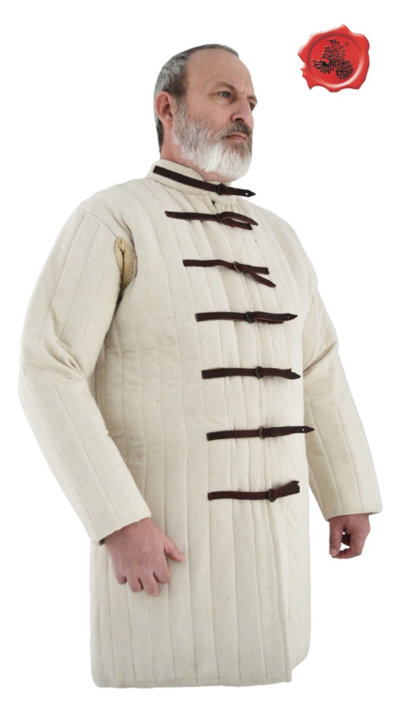 Gambeson mit Lederschnallen | 13. Jahrhundert | Größe XL | Farbe natur