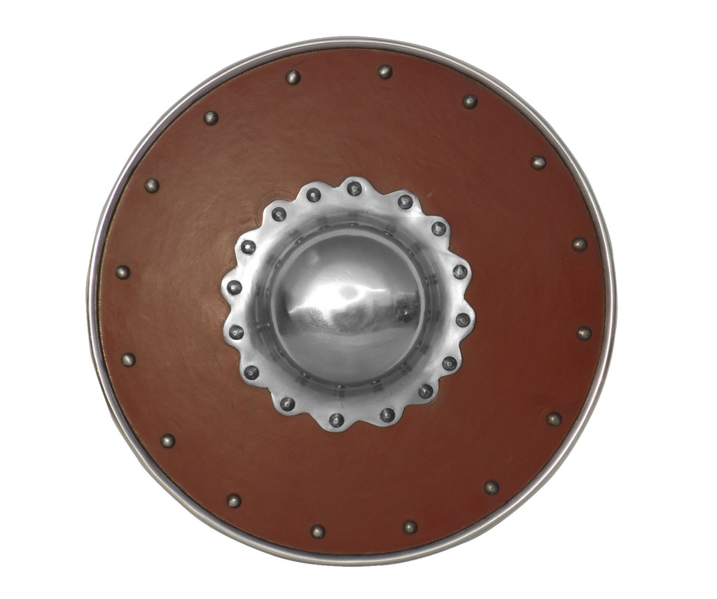 Buckler covered in dark leather | Diameter 30 cm
