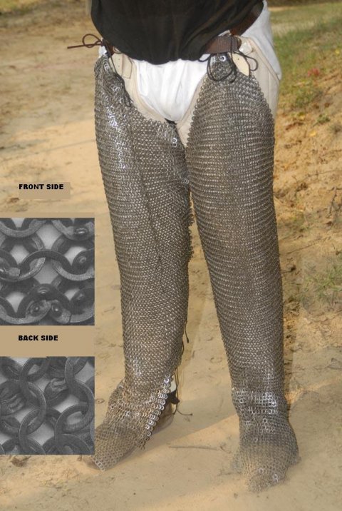 Chainmail Chausses | 9 mm Flat Rings | fully riveted with Wedge Rivets