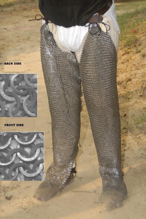Chainmail Chausses | 9 mm Flat Rings | half riveted with Wedge Rivets