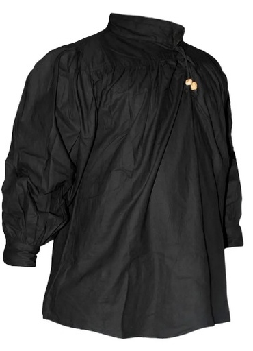 [SAY/AZG-1006-M-B-IMP] Mittelalter Baumwollhemd mit Schnürung | Größe M | Farbe schwarz