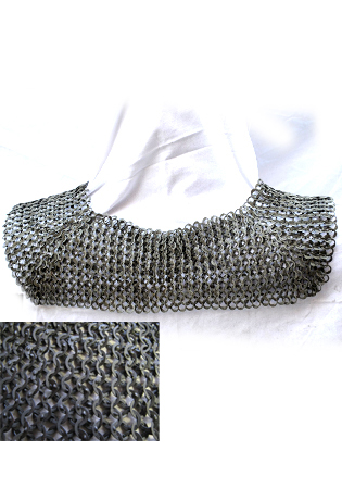 [1-ST-6] Chainmail Collar| 6 mm Flat Rings | fully riveted with Wedge Rivets