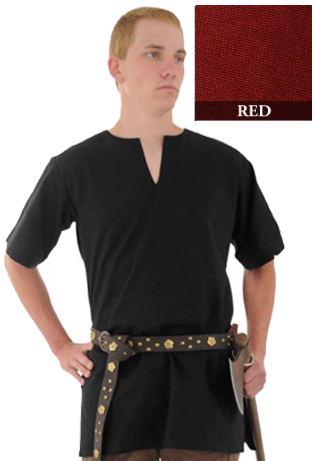 [SAY/CL/5005-L-R] Mittelalter Tunika | Größe L | Farbe rot