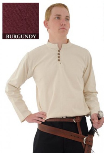 [SAY/CL/5004-XXL-MR] Hand woven medieval Cotton Shirt | Size XXL | Color maroon red 