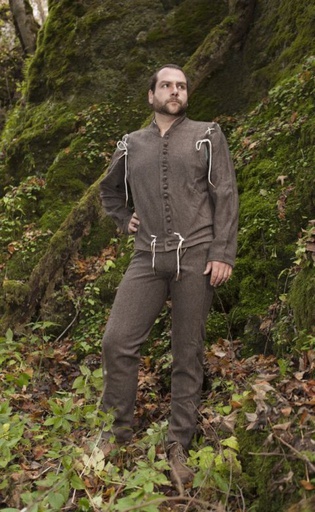 [GDFB/CL/010-MR-WL-IMP-A] Codpiece Pants | 15th C. | Color maroon red 