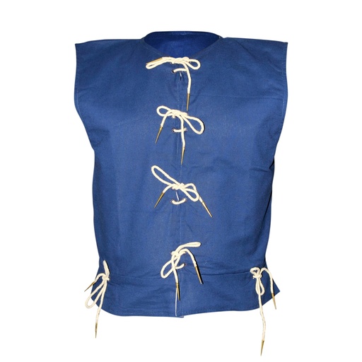 [SAY/CL/5058-L-BLUE] Medieval Vest with aiglet straps | Size L | Color blue 
