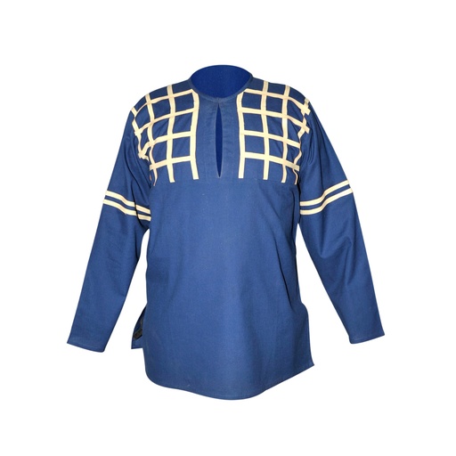 [SAY/CL/5063-XL-BLUE] Medieval Shirt with leather decoration | Size XL | Color blue 