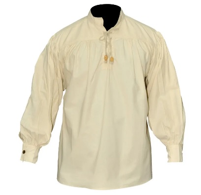 [SAY/AZG/1006-N] Medieval Cotton Shirt with collar lacing | Color natural