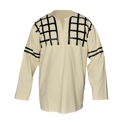 [SAY/CL/5063-XXL-N] Medieval Shirt with leather decoration | Size XXL | Color natural 