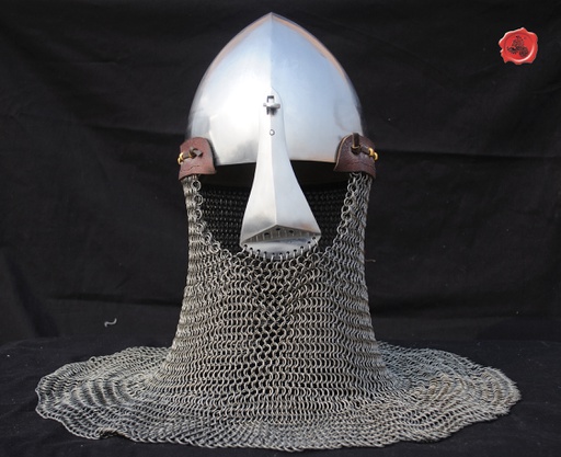 [GDFB/H/048-XL-B] Bascinet with Aventail made from bent spring steel rings | 14th C. | Size XL