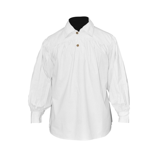 [SAY/AZG/1001-S-W] Medieval Cotton Shirt with collar and buttons | Size S | Color white