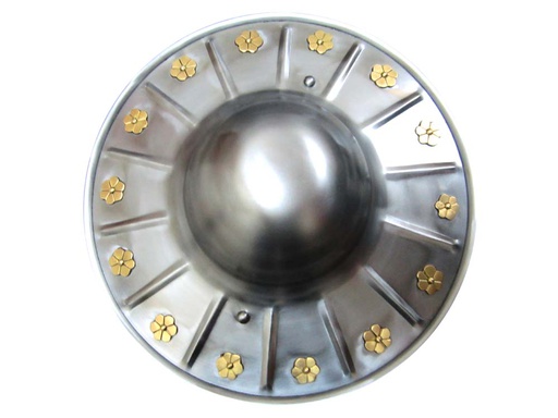 [GDFB/BK/008] Renaissance Buckler with brass flowers | Diameter 38 cm 