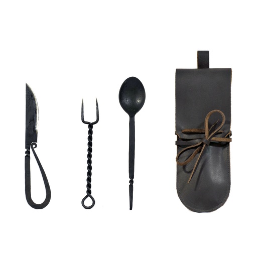 [GDFB/KT/020-SS] Mittelalter Essbesteck Im Set | Inkl. Ledertasche