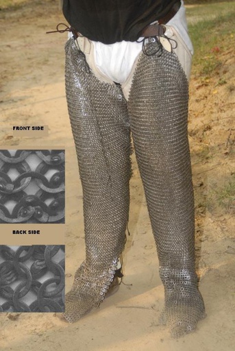 [1-FL-9] Chainmail Chausses | 9 mm Flat Rings | fully riveted with Wedge Rivets