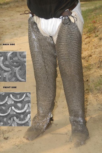 [2-FL-9] Chainmail Chausses | 9 mm Flat Rings | half riveted with Wedge Rivets
