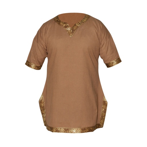 [SAY/AZG-1010-XL-BR] Short Cut Medieval Tunic | Size XL | Color natural brown 