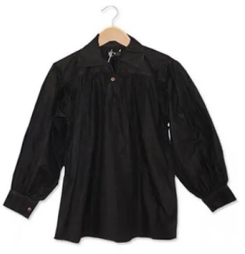 [SAY/AZG-1001-XL-B] Mittelalter Baumwollhemd mit Kragen und Knöpfung | Größe XL | Farbe schwarz